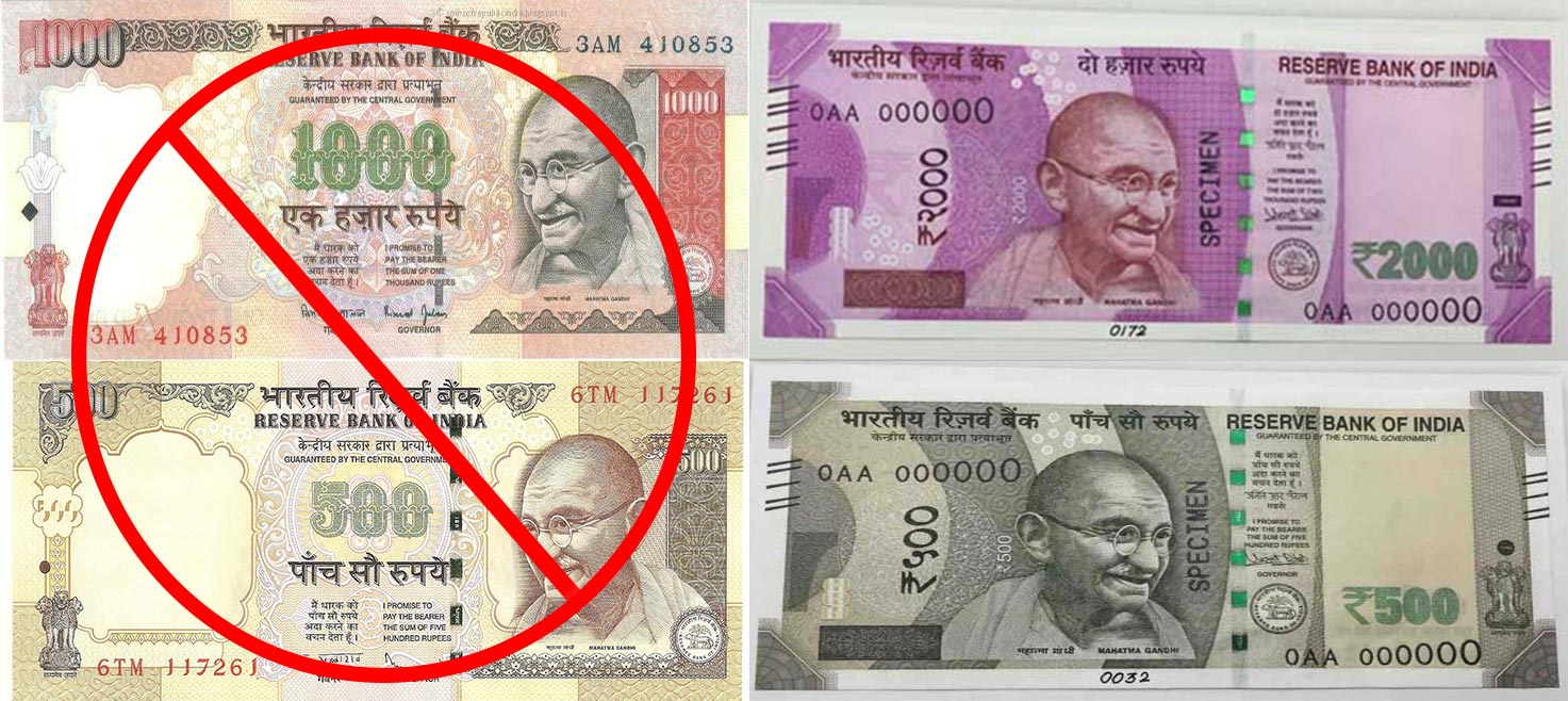 500 और 1000 रुपये के नोट बंद
