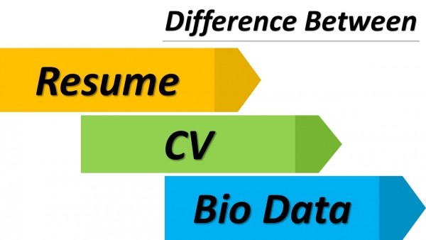difference between Resume , cv and bio data