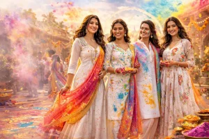 Holi 2026 Fashion Guide : होली 2026 फैशन गाइड, क्या पहनें और किन गलतियों से बचें 3 women dress