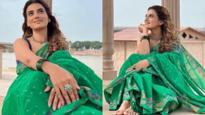 in pics akshara singh looks magical in green saree 5