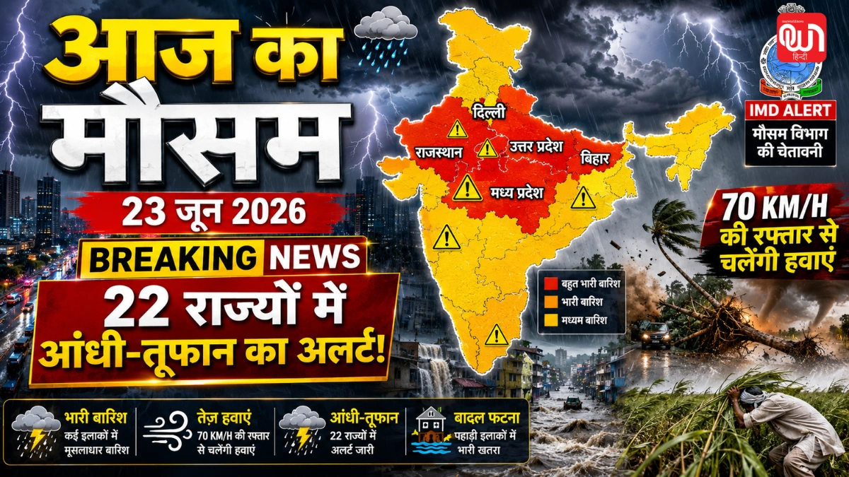 weather update आज का मौसम 23 जून: 22 राज्यों में आंधी-तूफान-बारिश का अलर्ट, 70 की रफ्तार से चलेगी हवा, IMD का पूर्वानुमान 1 weather update