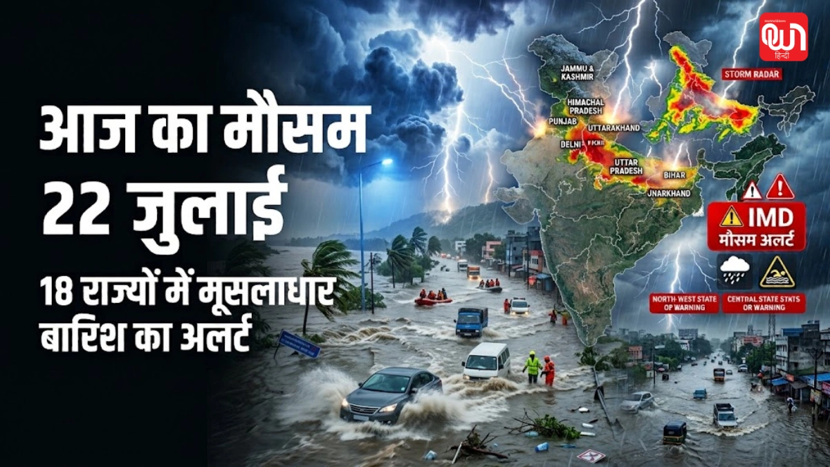 Weather Update Today 22 July: 8 घंटों के अंदर 18 राज्यों में मूसलाधार बारिश का अलर्ट, चलेंगी तूफानी हवाएं; IMD अपडेट 1 Weather Update