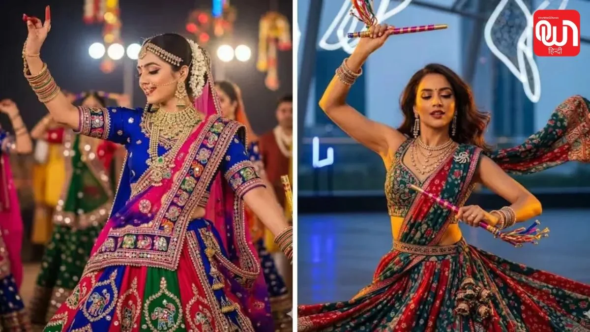 90s Navratri look: नवरात्रि में दिखना है बॉलीवुड Diva? अपनाएं 90's Retro Look, मेकअप से आउटफिट तक जानें पूरी गाइड 1 90s Navratri look